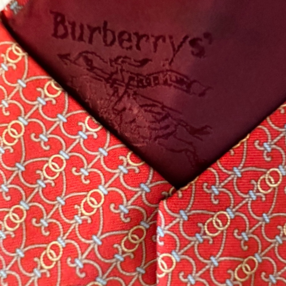 Burberry’s Red And Gray Patterned Tie. - image 2